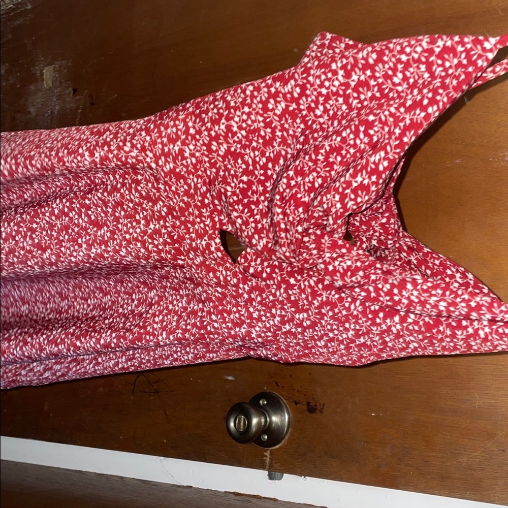 SHEIN Red and White Floral Mini Dress